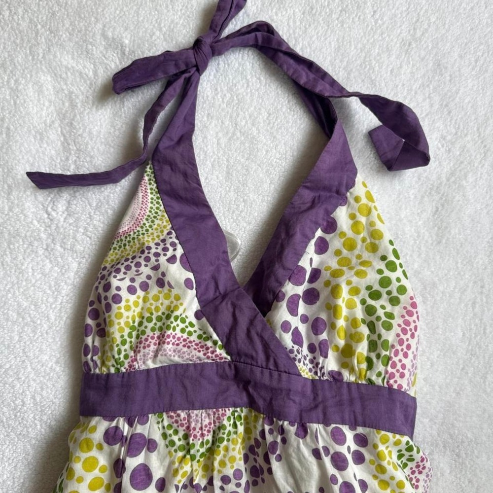 y2k polkadot purple and green halter neck babydoll to